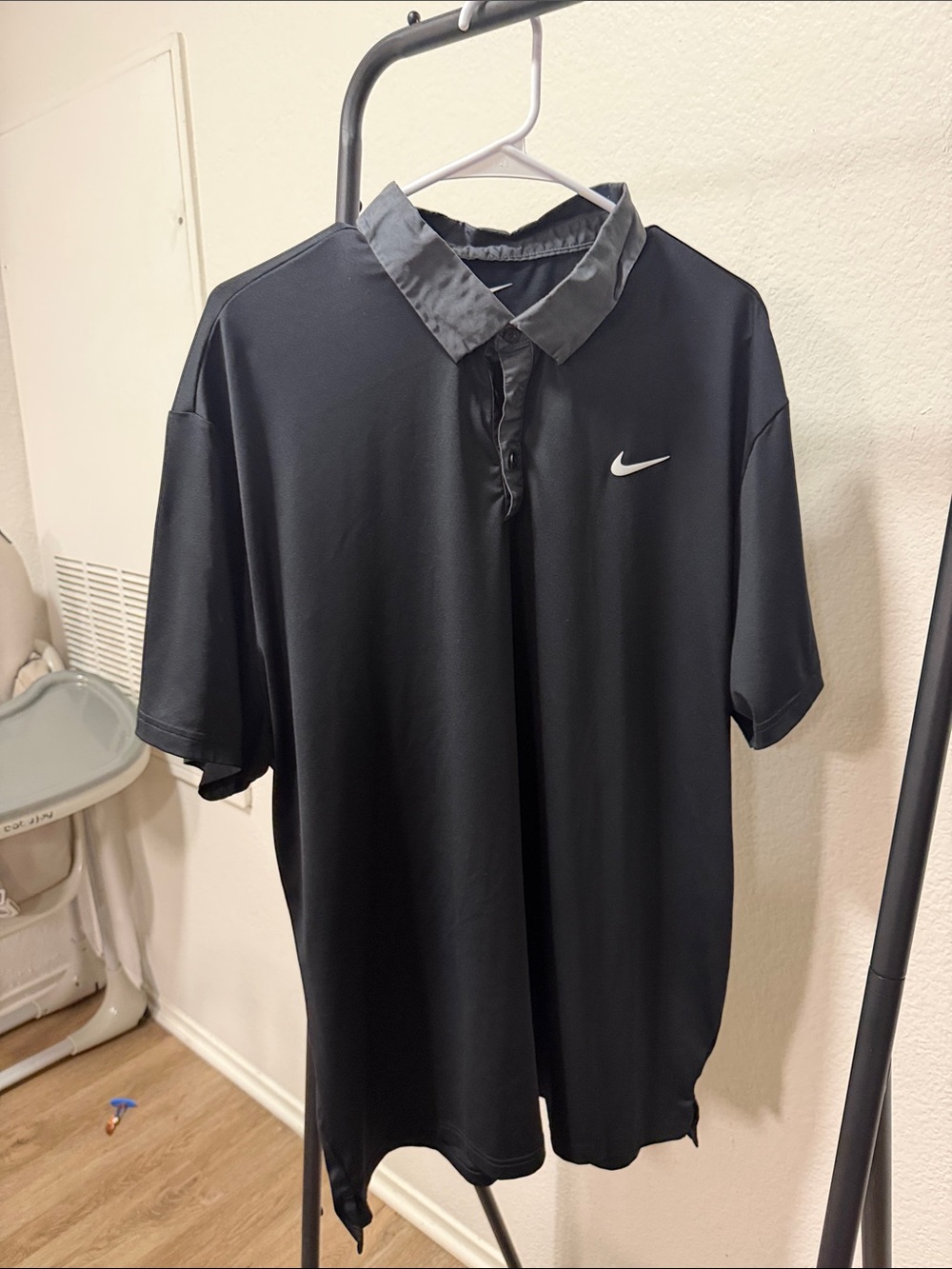 Nike Black Polo with Gray Contrast Collar